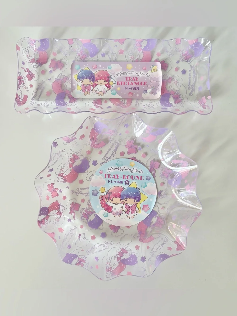 Little Twin Stars Kiki and Lala Clear Rectangle Makeup Trinket Desk Tray NWT
